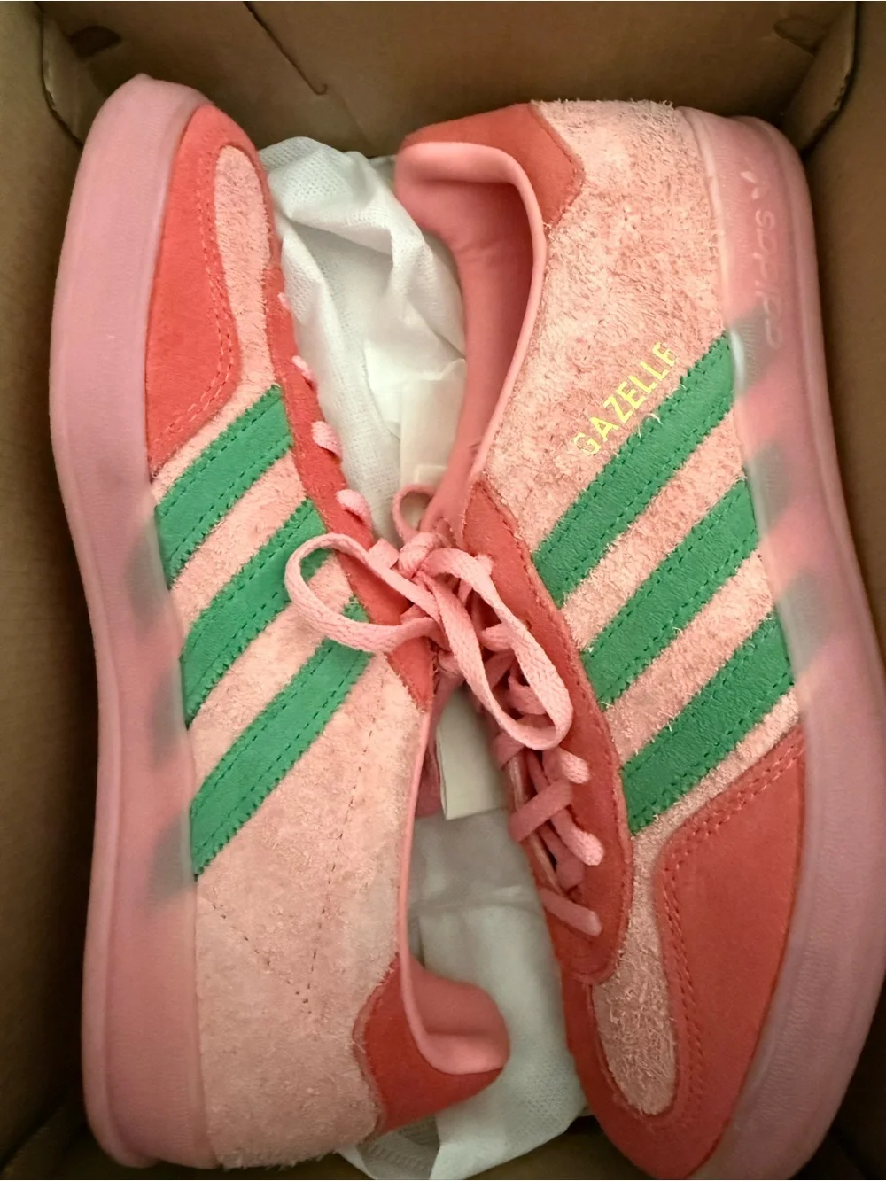 adidas Gazelle Pink and Green Women's Athletic Shoes